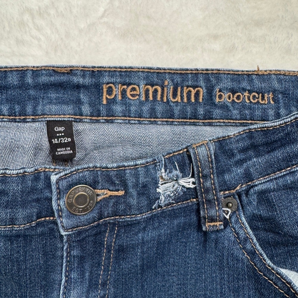 Gap Jeans Women 14/32R Dark Blue Premium Bootcut Mid Rise Stretch Denim Pants - Picture 3 of 13